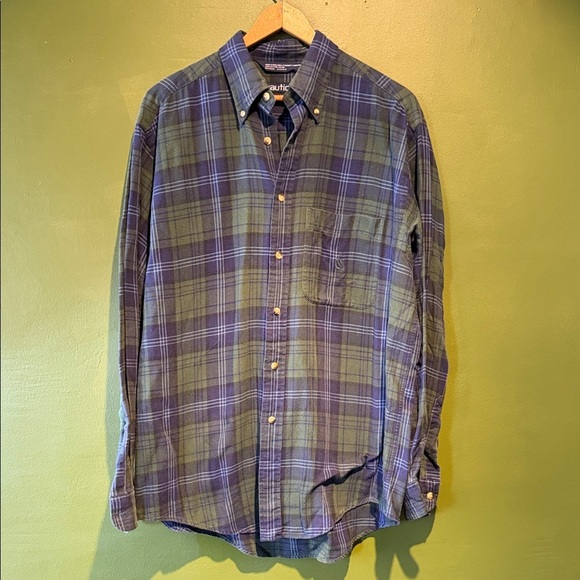 Nautica Other - Vintage Nautica Men's Plaid Shirt - Blue and Green